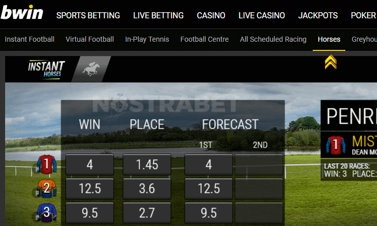 virtual horse racing in Bwin
