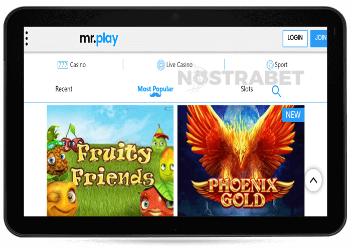 mobile website version of mrplay